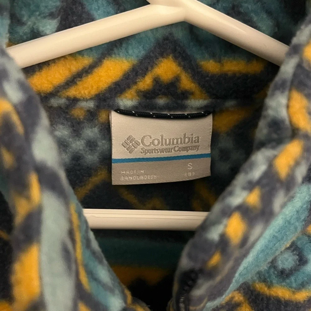 NWT Columbia Kids Blue and Yellow Patterned Fleece Jacket - Picture 4 of 5